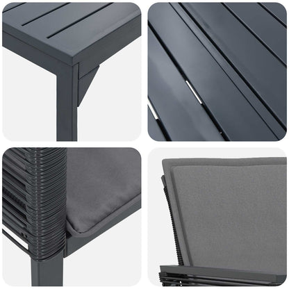 Set da Pranzo per Giardino 9 pcs Nero polyrattan | homemem39