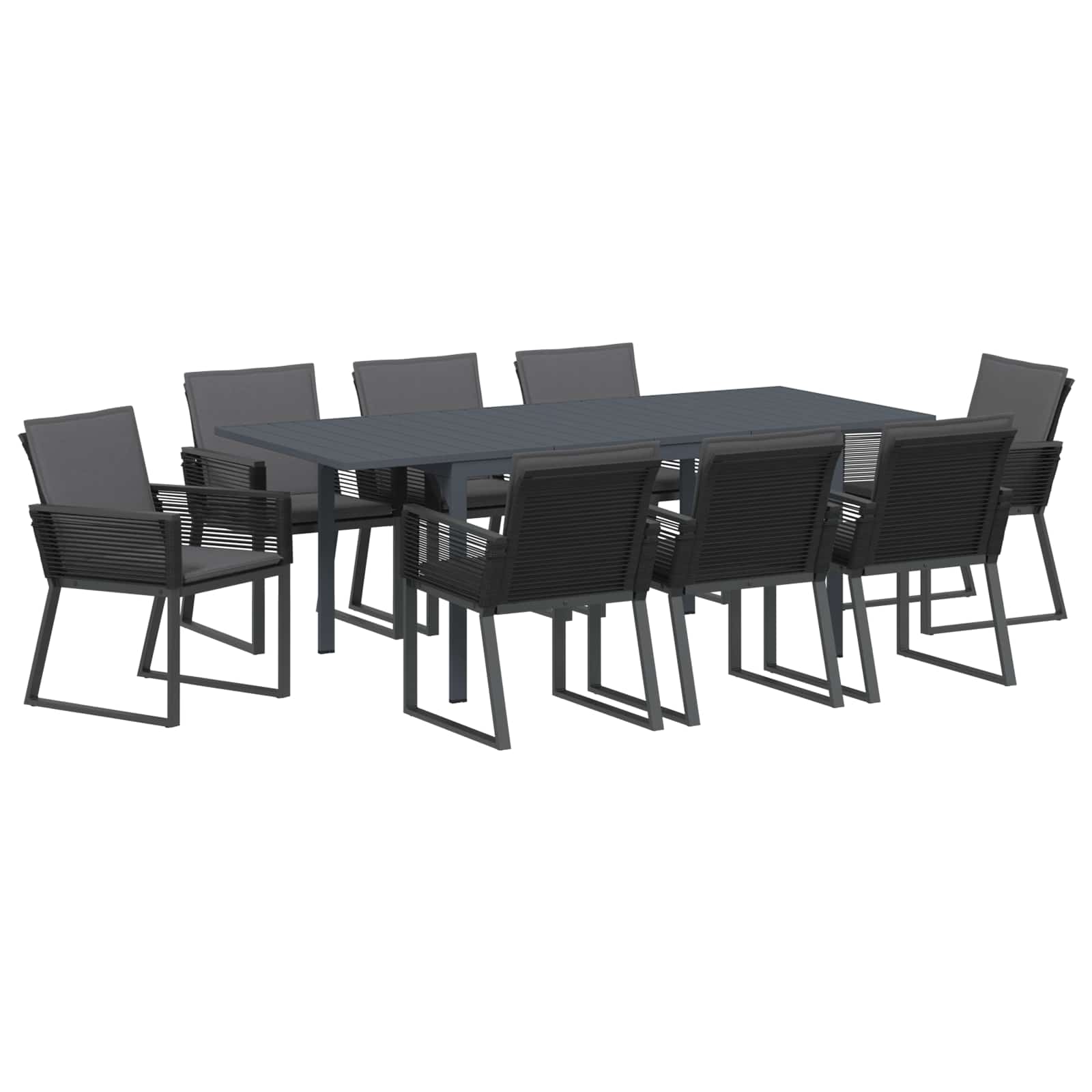 Set da Pranzo per Giardino 9 pcs Nero polyrattan | homemem39