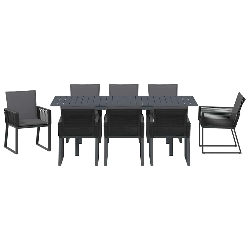 Set da Pranzo per Giardino 9 pcs Nero Poly Rattan - homemem39