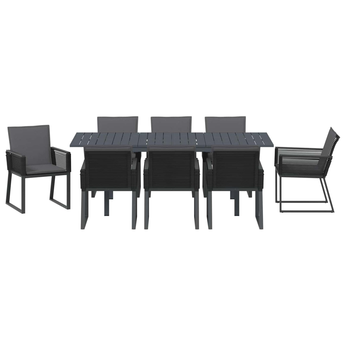 Set da Pranzo per Giardino 9 pcs Nero polyrattan | homemem39