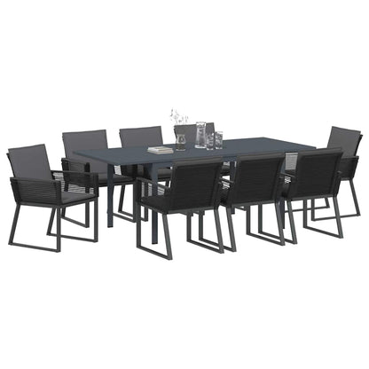 Set da Pranzo per Giardino 9 pcs Nero Poly Rattan - homemem39
