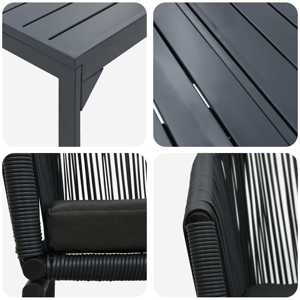 Set da Pranzo per Giardino 9 pcs Nero Poly Rattan - homemem39