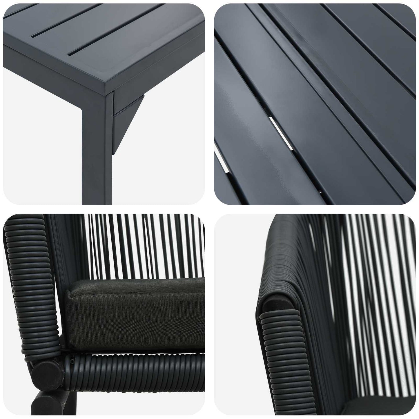Set da Pranzo per Giardino 9 pcs Nero polyrattan | homemem39