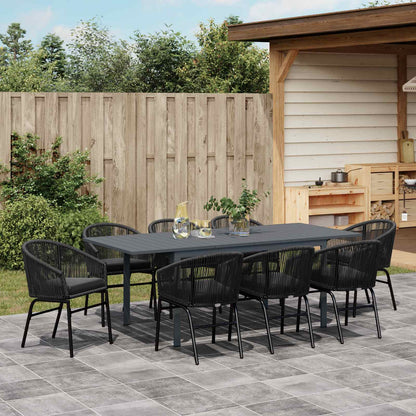Set da Pranzo per Giardino 9 pcs Nero polyrattan