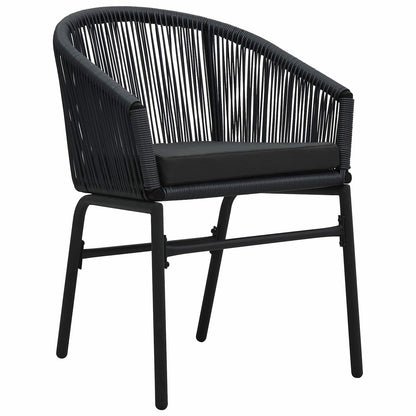 Set da Pranzo per Giardino 9 pcs Nero polyrattan