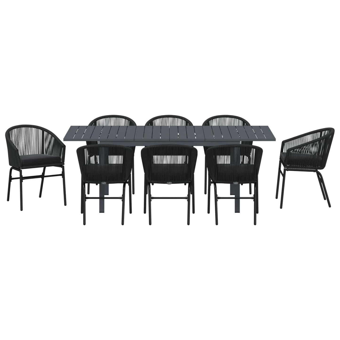 Set da Pranzo per Giardino 9 pcs Nero polyrattan | homemem39