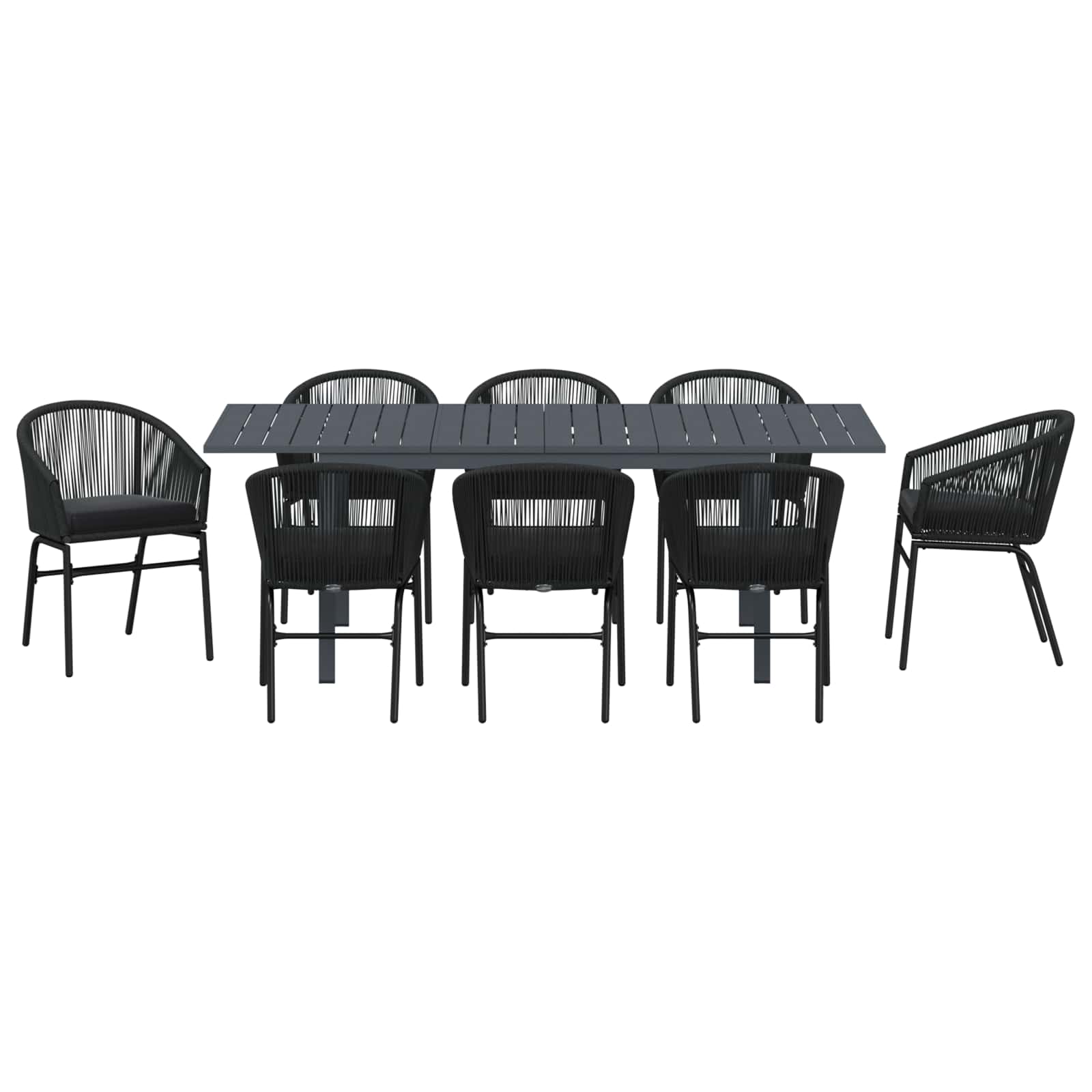 Set da Pranzo per Giardino 9 pcs Nero polyrattan | homemem39