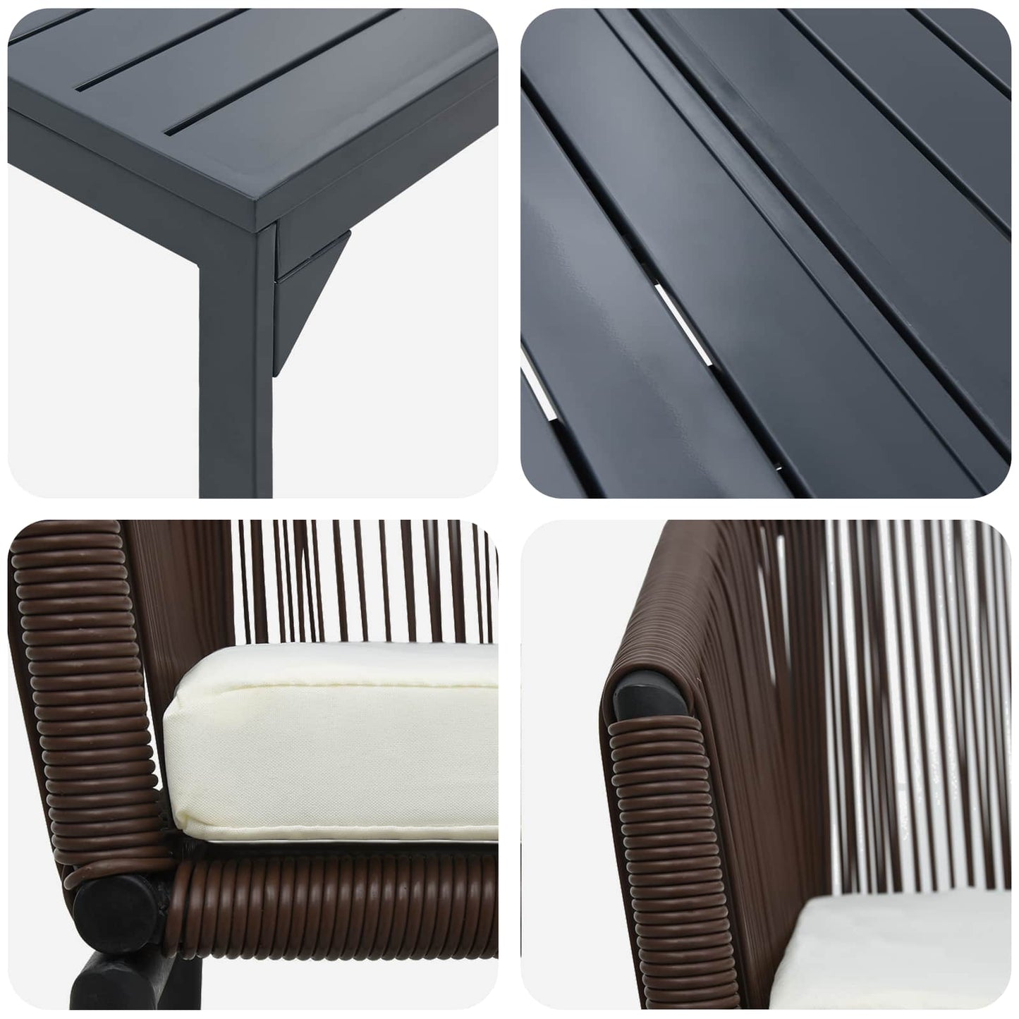 Set da Pranzo per Giardino 9 pcs Marrone polyrattan
