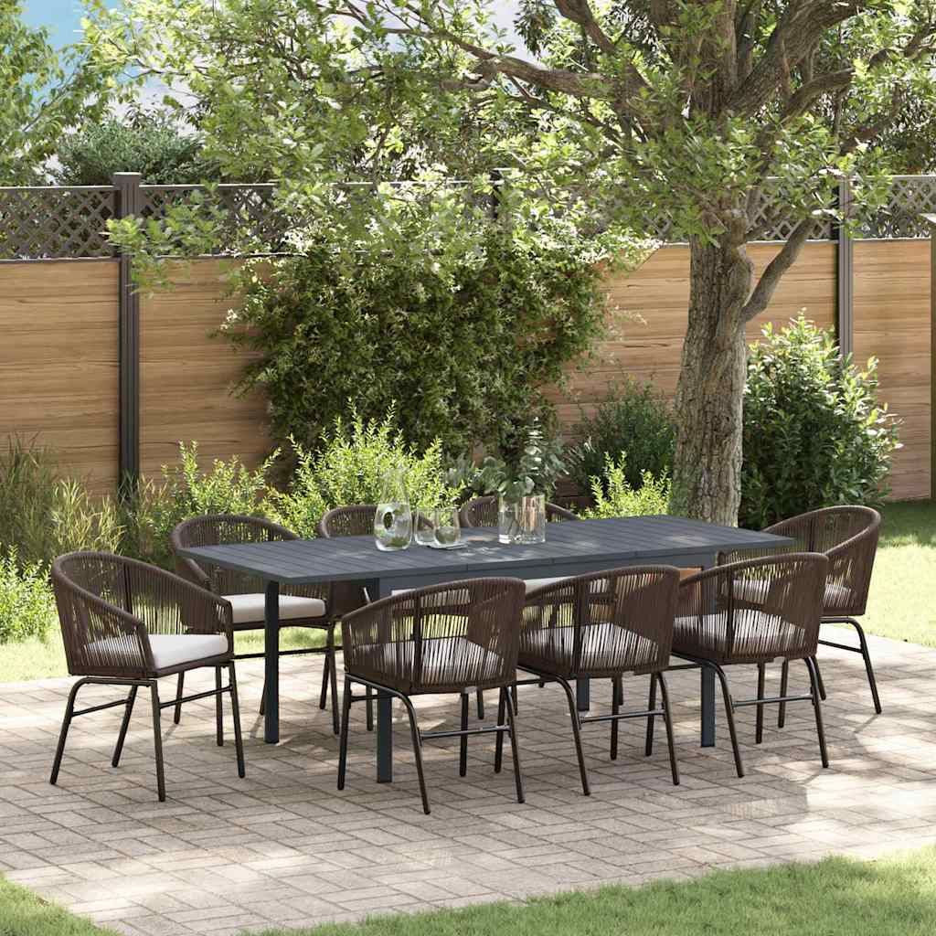 Set da Pranzo per Giardino 9 pcs Marrone Poly Rattan - homemem39