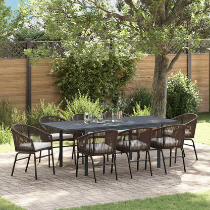 Set da Pranzo per Giardino 9 pcs Marrone Poly Rattan - homemem39