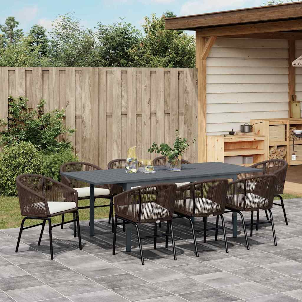 Set da Pranzo per Giardino 9 pcs Marrone Poly Rattan - homemem39