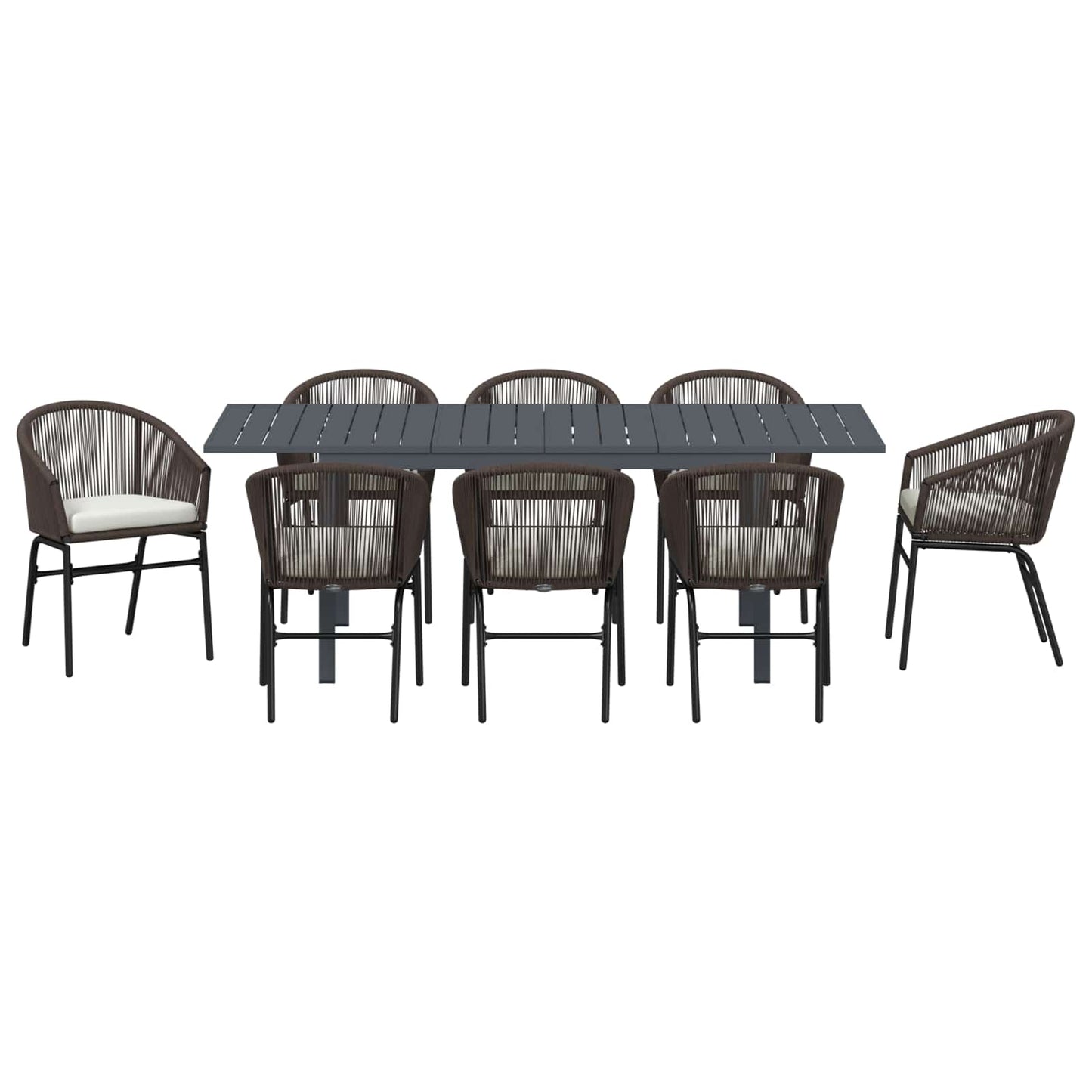 Set da Pranzo per Giardino 9 pcs Marrone polyrattan