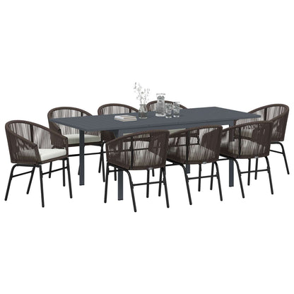 Set da Pranzo per Giardino 9 pcs Marrone polyrattan