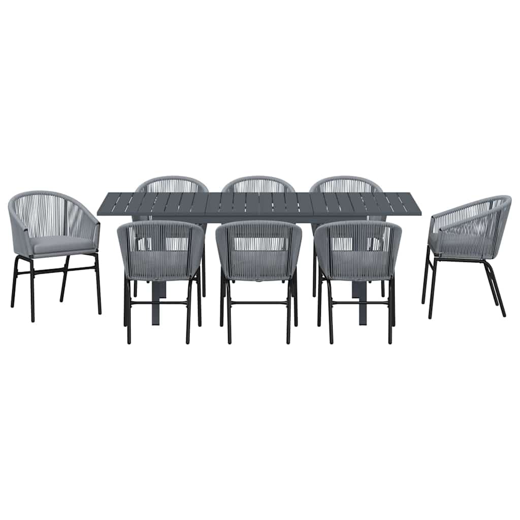 Set da Pranzo per Giardino 9 pcs Grigio Poly Rattan - homemem39