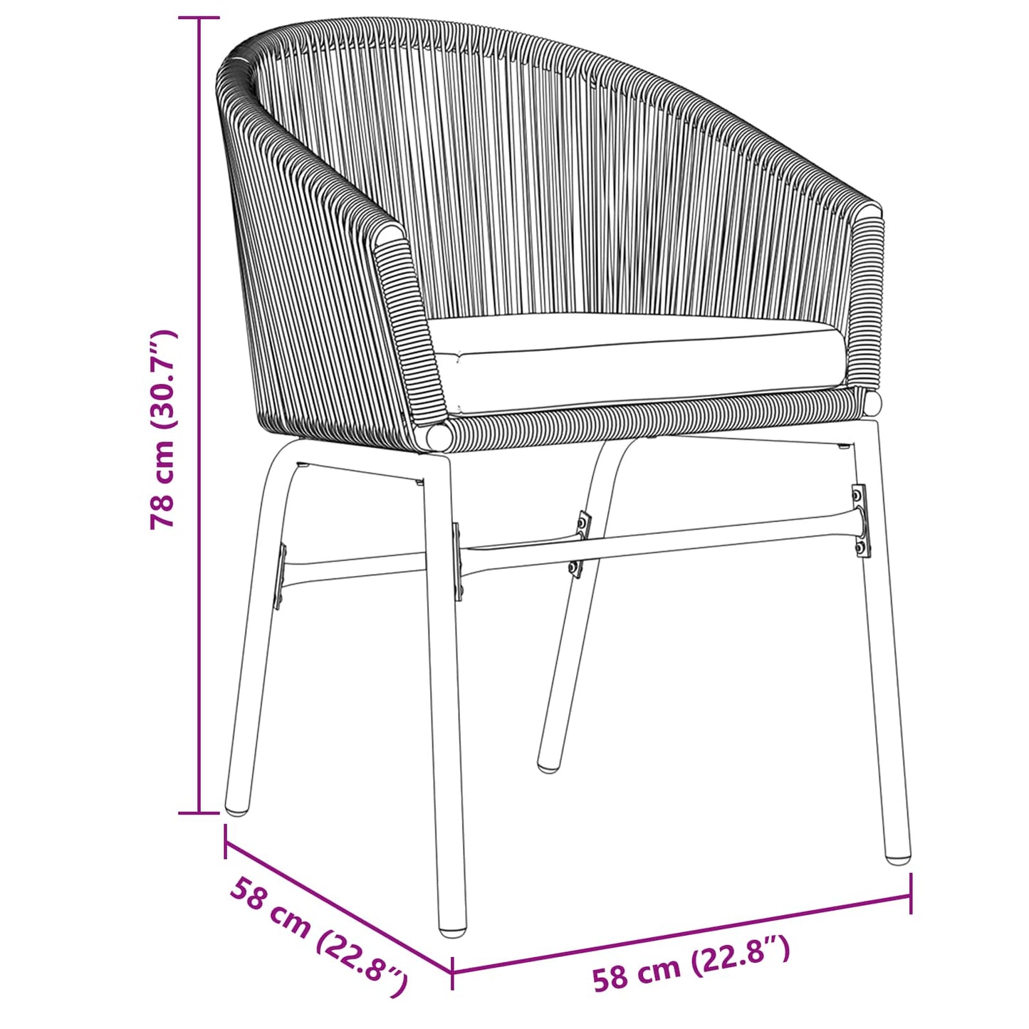 Set da Pranzo per Giardino 9 pcs Grigio polyrattan