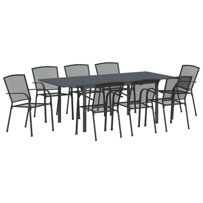 Set da Pranzo per Giardino 9 pcs Antracite Acciaio | homemem39
