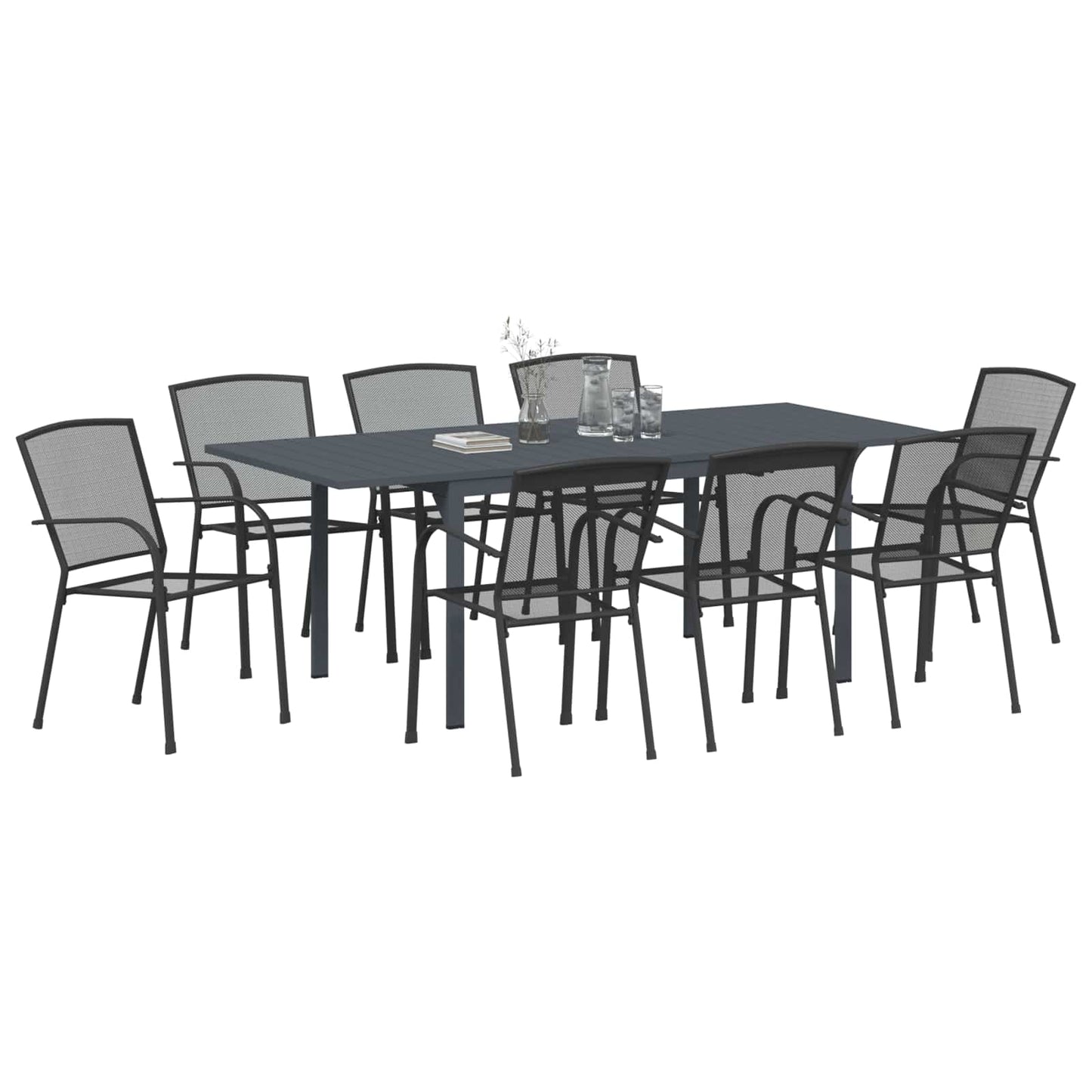 Set da Pranzo per Giardino 9 pcs Antracite Acciaio | homemem39