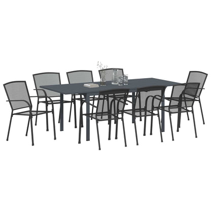 Set da Pranzo per Giardino 9 pcs Antracite Acciaio | homemem39