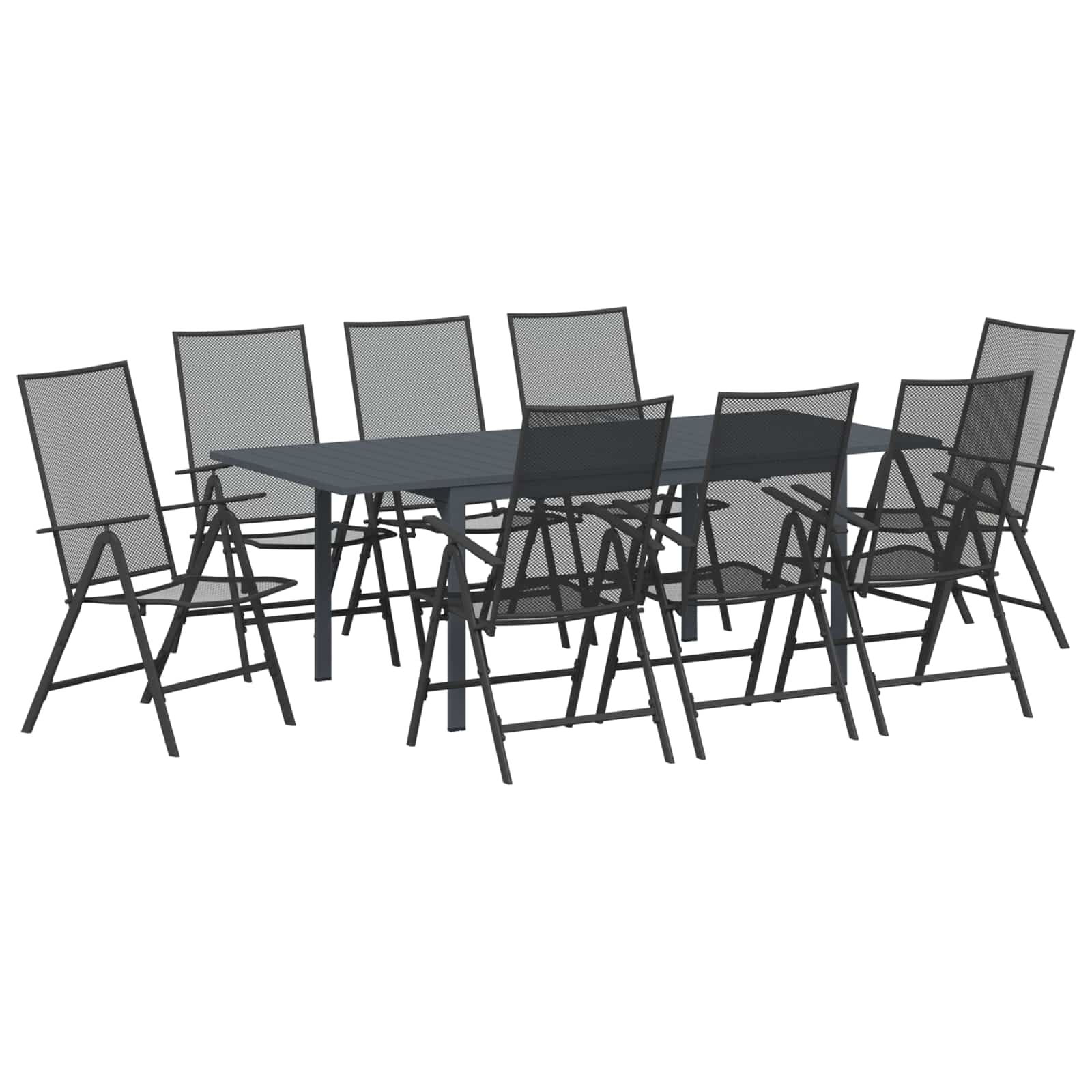 Set da Pranzo per Giardino 9 pcs Antracite Acciaio | homemem39