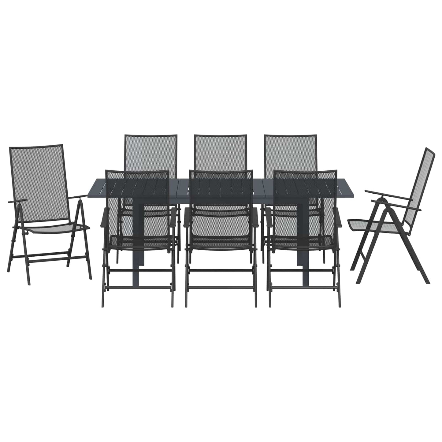 Set da Pranzo per Giardino 9 pcs Antracite Acciaio | homemem39