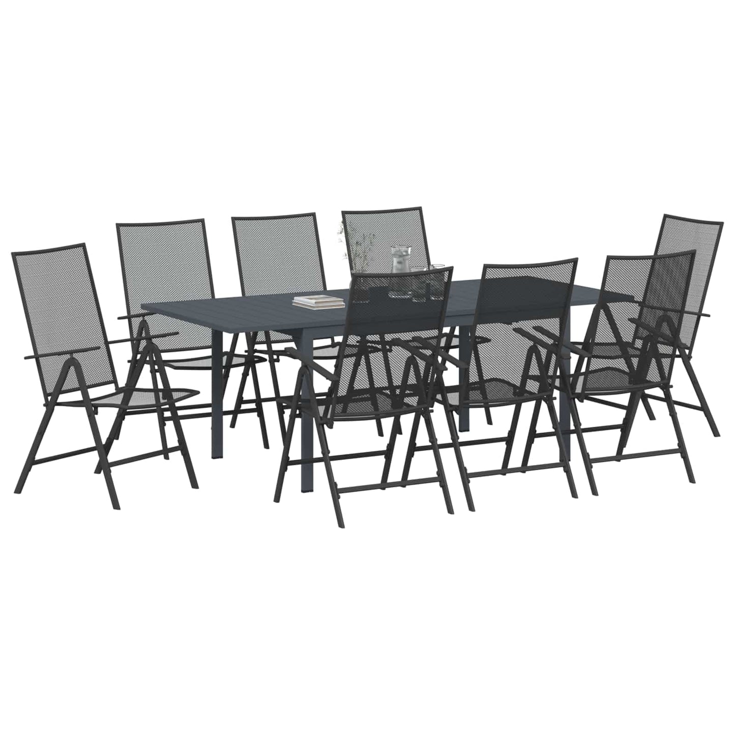 Set da Pranzo per Giardino 9 pcs Antracite Acciaio | homemem39