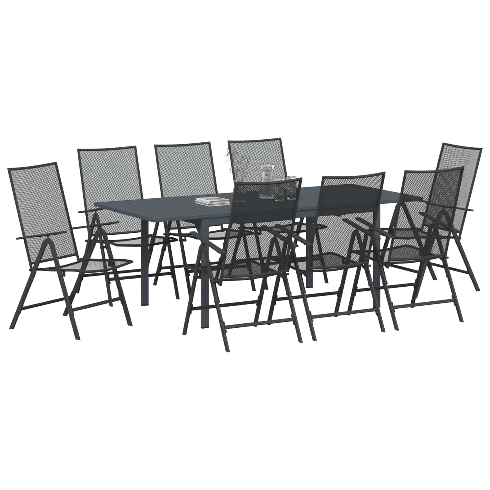 Set da Pranzo per Giardino 9 pcs Antracite Acciaio | homemem39