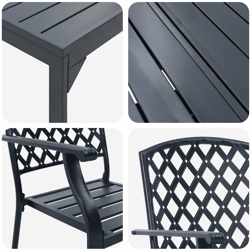 Set da Pranzo da Giardino Regolabile 9 pcs Acciaio - homemem39