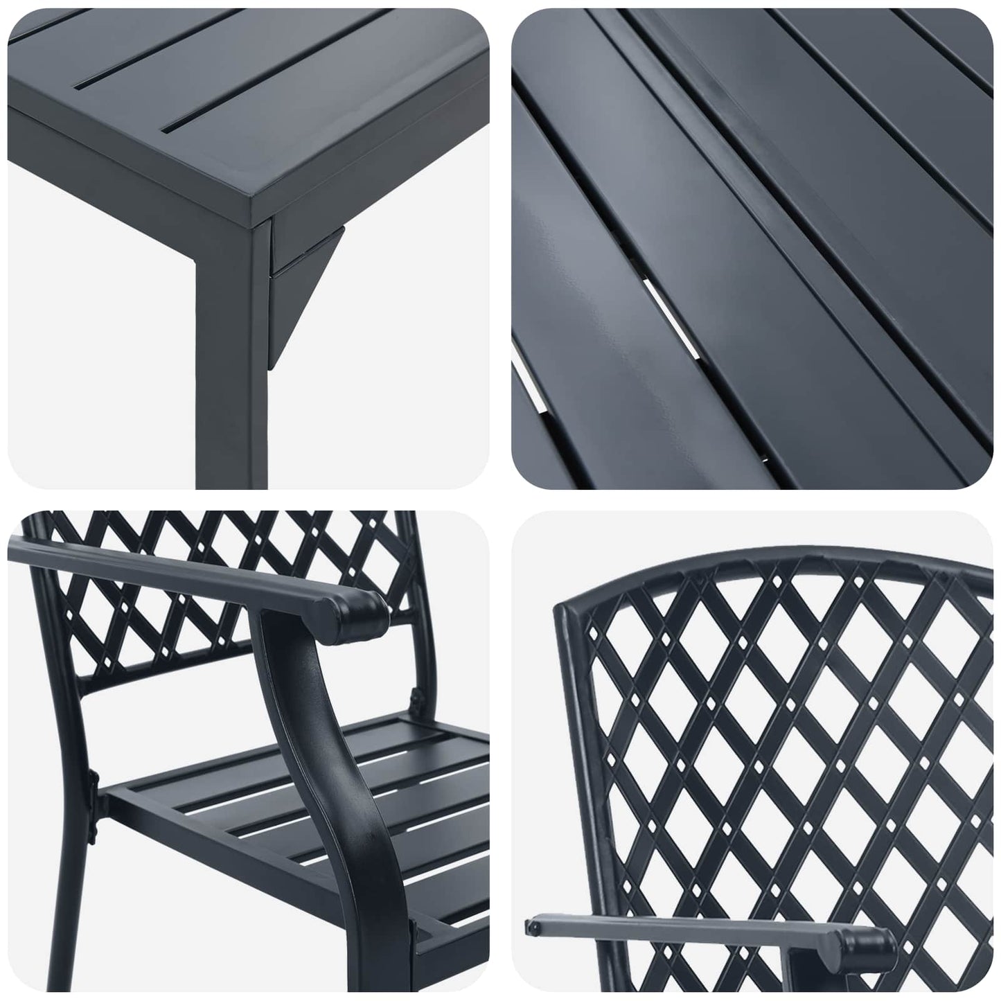 Set da Pranzo per Giardino 9 pcs Antracite Acciaio | homemem39