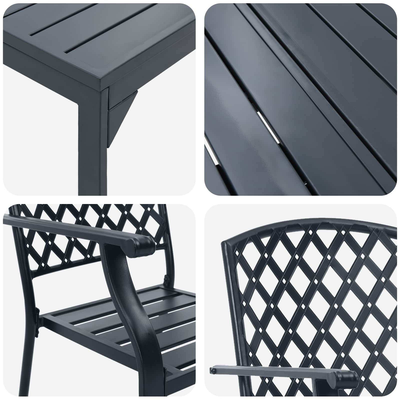 Set da Pranzo per Giardino 9 pcs Antracite Acciaio | homemem39