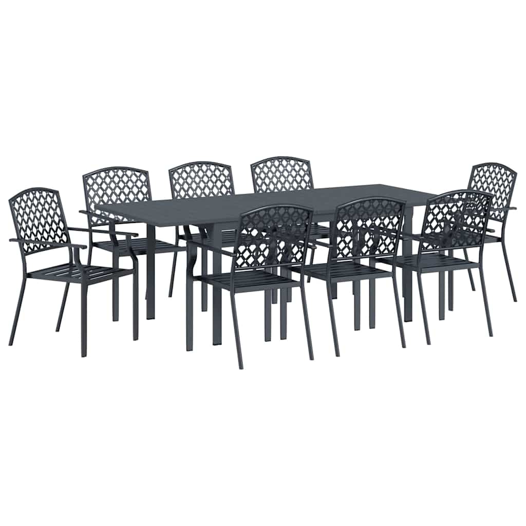 Set da Pranzo da Giardino Regolabile 9 pcs Acciaio - homemem39
