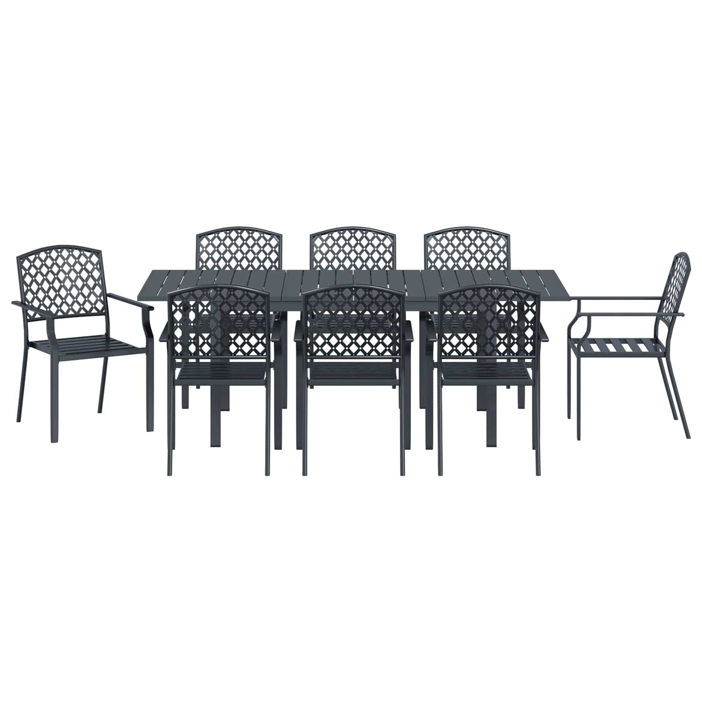 Set da Pranzo per Giardino 9 pcs Antracite Acciaio