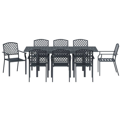 Set da Pranzo per Giardino 9 pcs Antracite Acciaio