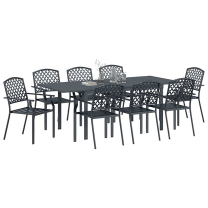 Set da Pranzo da Giardino Regolabile 9 pcs Acciaio - homemem39