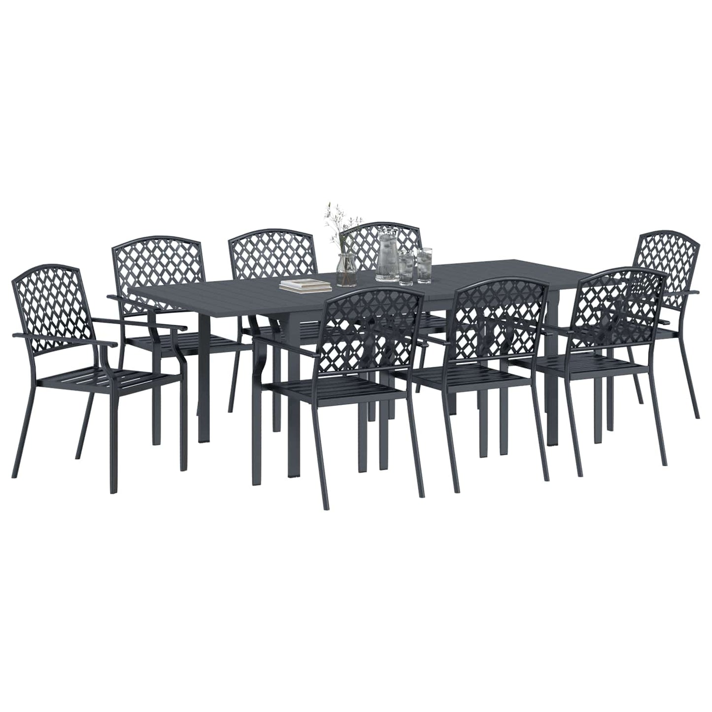 Set da Pranzo per Giardino 9 pcs Antracite Acciaio | homemem39