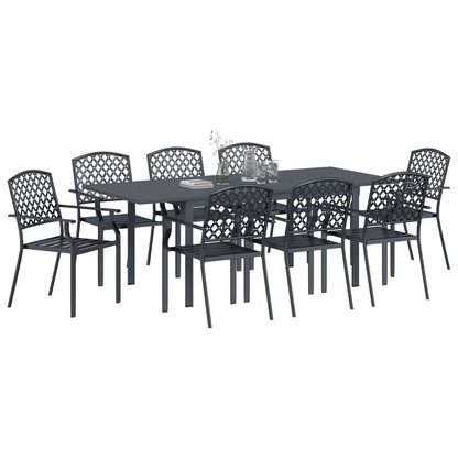 Set da Pranzo per Giardino 9 pcs Antracite Acciaio | homemem39