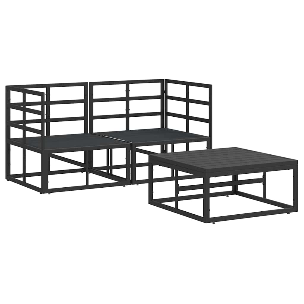Set Divano da Giardino 3 pcs Nero Metallo | homemem39