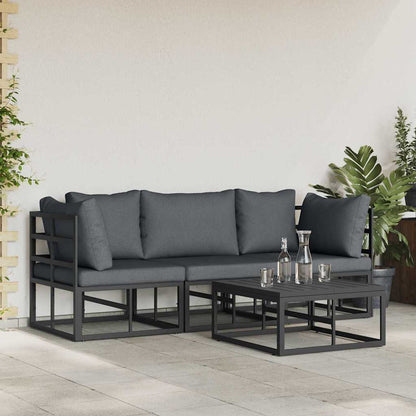 Set Divano da Giardino 4 pcs Nero Metallo