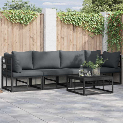 Set Divano da Giardino con cuscino 4 pcs Nero Alluminio - homemem39