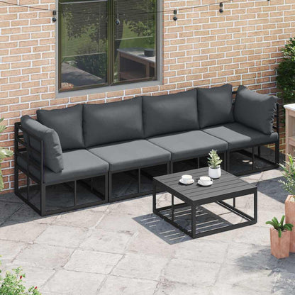 Set Divano da Giardino 4 pcs Nero Metallo