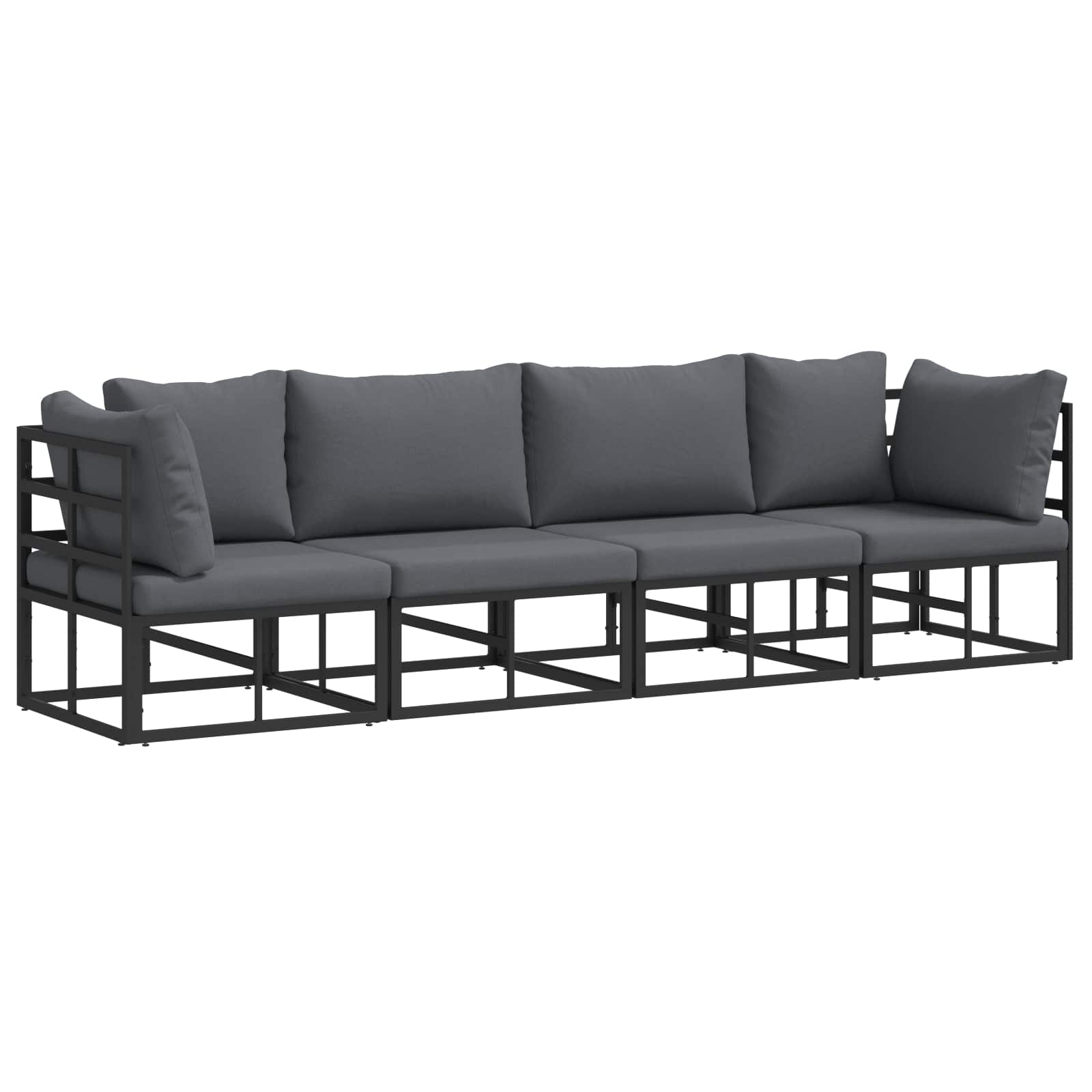 Set Divano da Giardino 4 pcs Nero Metallo | homemem39