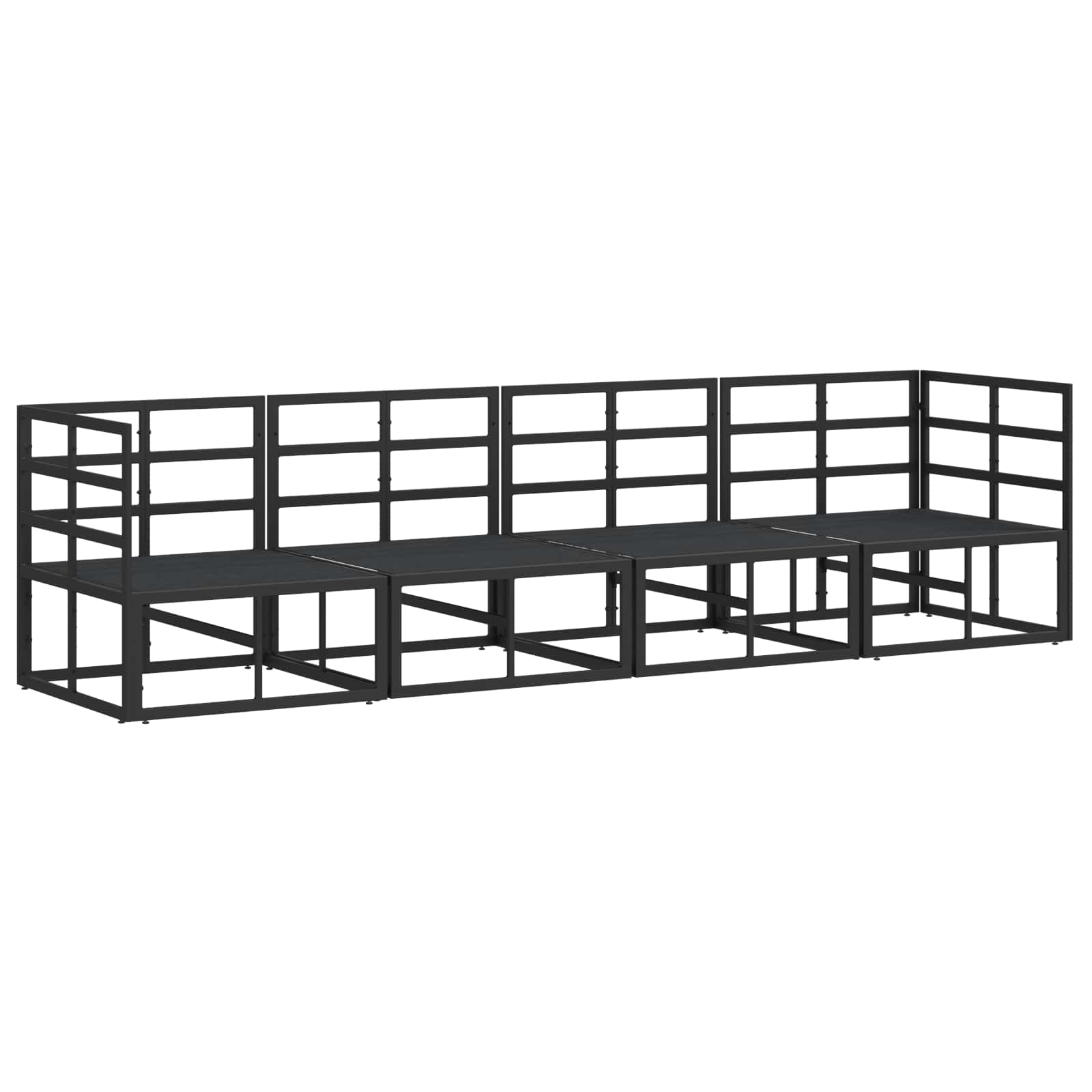 Set Divano da Giardino 4 pcs Nero Metallo | homemem39