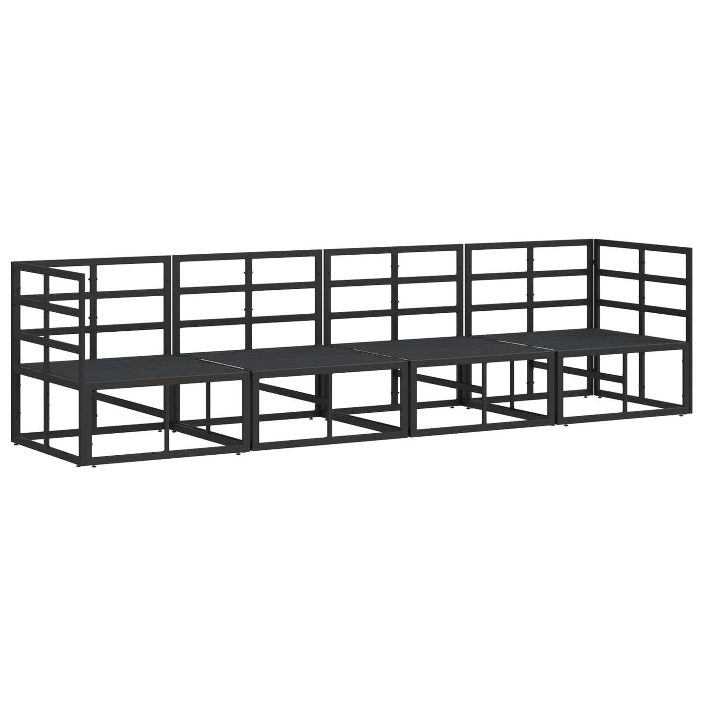 Set Divano da Giardino 4 pcs Nero Metallo