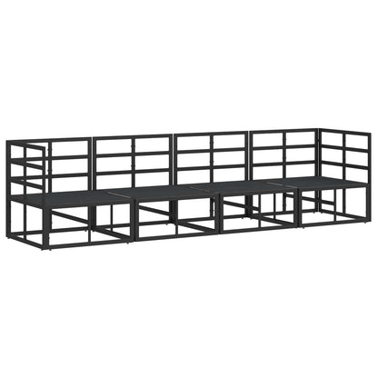 Set Divano da Giardino 4 pcs Nero Metallo