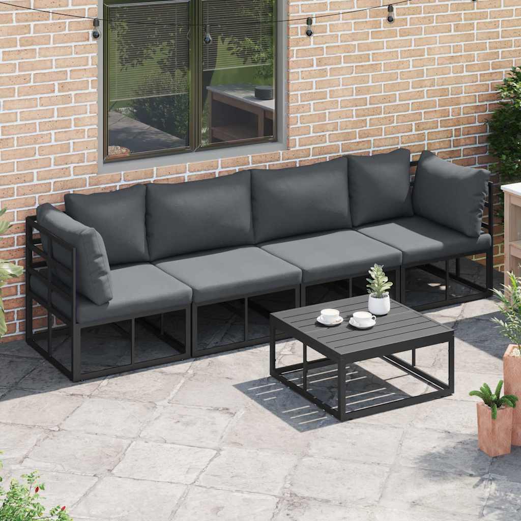 Set Divano da Giardino 5 pcs Nero Metallo
