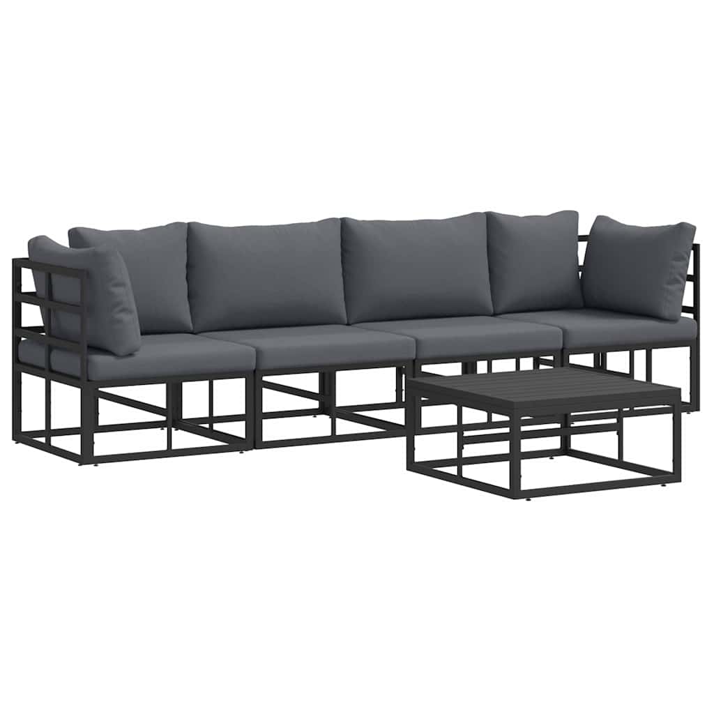 Set Divano da Giardino 5 pcs Nero Metallo | homemem39