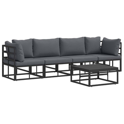 Set Divano da Giardino 5 pcs Nero Metallo | homemem39