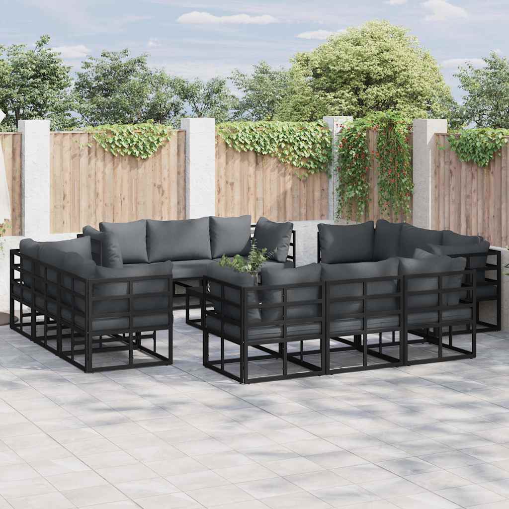 Set Divano da Giardino 12 pcs Nero Metallo | homemem39