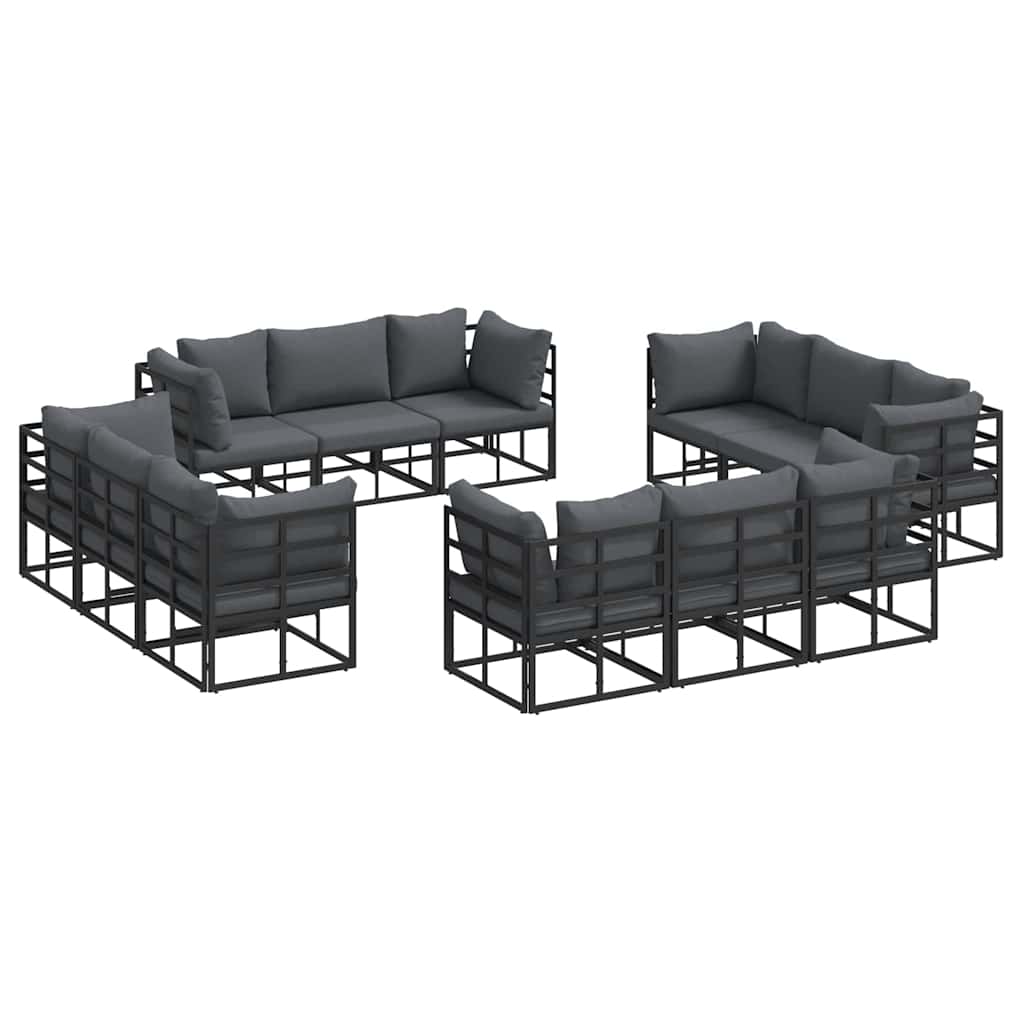 Set Divano da Giardino 12 pcs Nero Metallo | homemem39