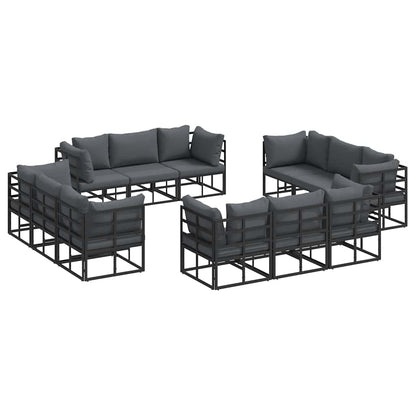 Set Divano da Giardino 12 pcs Nero Metallo | homemem39