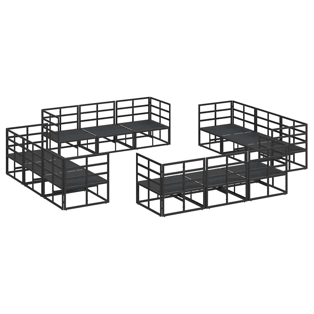 Set Divano da Giardino 12 pcs Nero Metallo | homemem39